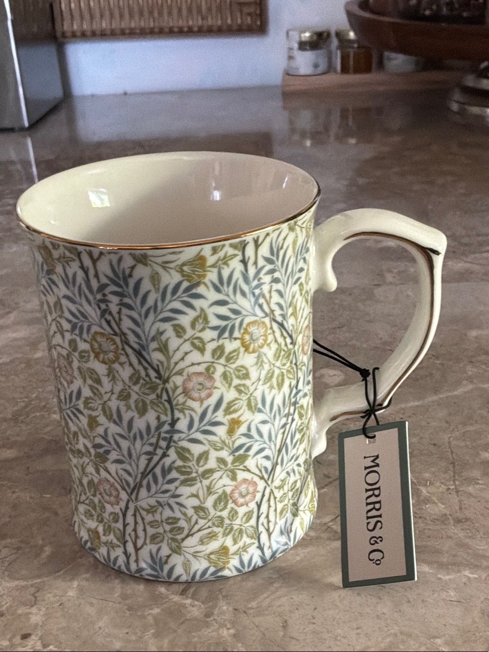 Morris & Co  Cream and Green Ceramic Mug